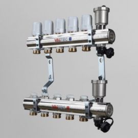 Коллекторный блок латунный c регулирующими и балансировочными клапанами. VTc.594.EMNX Valtec, Размер изделия: 1, 3 x 3/4, евроконус, Количество выходов: 3 