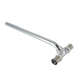 Тройник радиаторный пресс с латунной хром. трубкой 15 мм, 20х15х16 Valtec, Исполнение: 300 мм левый короткий 