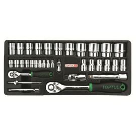 Набор-сет головок 1/4" и 1/2" 34предм. 6гр. 434х176мм TOPTUL (GCAT3402) 