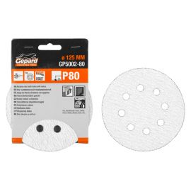 Шлифлист 125мм круг Р40 д/краски 8 отв. 5шт. GEPARD (GP5002-40) 