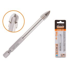 Сверло по кафелю/стеклу 6х75мм четырехкромочное шестигр. GEPARD (GP2081-06) 