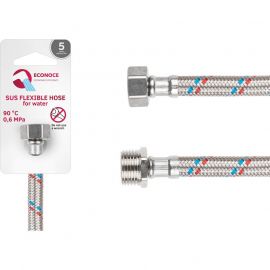 Подводка гибкая, SUS, гайка 1/2" - штуцер 1/2" 120см ECONOCE 