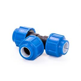 Тройник для ПЭ труб компрессионный, Lammin, Диаметр подключения, мм: 20 