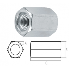 Гайка удлиняющая, цинк DIN 6334, Размер гайки: M10 