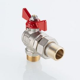 Кран шаровой «BASE-ГОСТ» угловой со сгоном, ручкой-бабочкой и наружной резьбой. VT.229S.N, Размер крана: 1/2" 