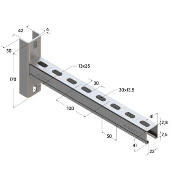 Консоль седельная Россия TCA U 41x41x2,0 (4 шт/кор), Длина консоли, мм: 400, Материал профиля: Горячее цинкование 