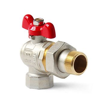 Кран шаровой полнопроходной угловой со сгоном бабочка вн нар Pro Aqua, Размер крана: 1/2" 