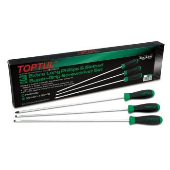 Набор отверток 3шт EXTRA LONG (SL5,5 SL6,5 PH2) 400mm TOPTUL (GAAE0306) 