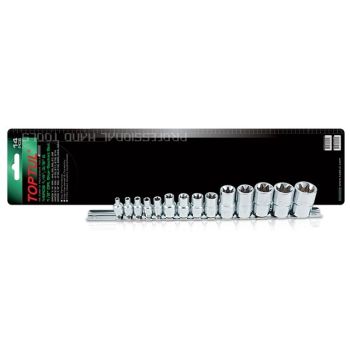 Набор головок 1/4", 3/8", 1/2" "звездочка" E4-E24мм 14предм. на подвесе TOPTUL (GAAR1402) 