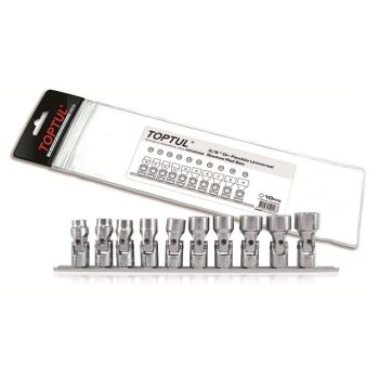 Набор головок 3/8" 10-19мм шарнирных 10предм. на подвесе TOPTUL (GAAG1004) 