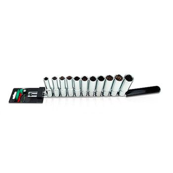 Набор головок 1/2" 10-22мм 12гр. глубокие 11шт на подвесе TOPTUL (GAAQ1105) 