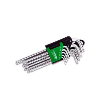Набор ключей Torx T10-Т50 9шт длинных, с отверстием и шариком TOPTUL (GAAL0925) 