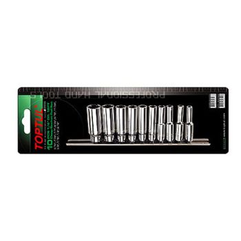 Набор головок 1/4" дюймовые 3/16"-9/16" 12гр. 10шт на подвесе TOPTUL (GBAR1001) 