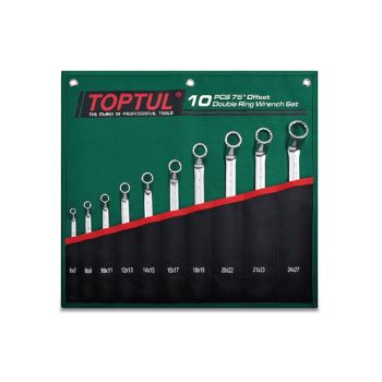 Набор ключей накидн. 75° 10 шт. в сумке (цвет:зелёный) TOPTUL (GRAI1001) 