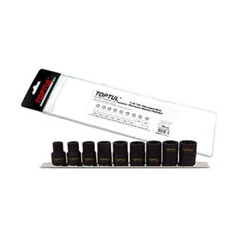 Набор головок 1/2" 10-19мм для сорв. граней 9предм. на подвесе TOPTUL (GAAG0903) 