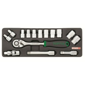 Набор-сет головок 1/2" 8-24мм 15предм. 6гр. TOPTUL (GCAT1502) 