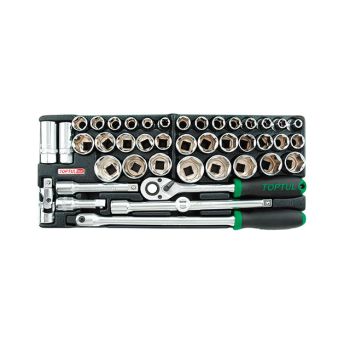 Набор головок торцевых 1/2" 43предм. 6гр. с трещоткой TOPTUL (GCAT4301) 