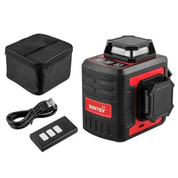 Нивелир лазерный линейный WORTEX LX LL 0330-2 (3х360°, до 25 м, +/- 0.3 мм/м, зеленый) 