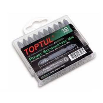 Набор бит двухсторонних PH2х65 10шт. в пластм.боксе  TOPTUL (GAAW1001) 