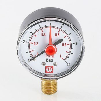 Манометр-индикатор с нижним подключением VT.TM50.D. VT.TM50.D, Резьба присоединения: 1/4", Диаметр корпуса,мм: 50, Диапазон измерений,бар: 0-10 