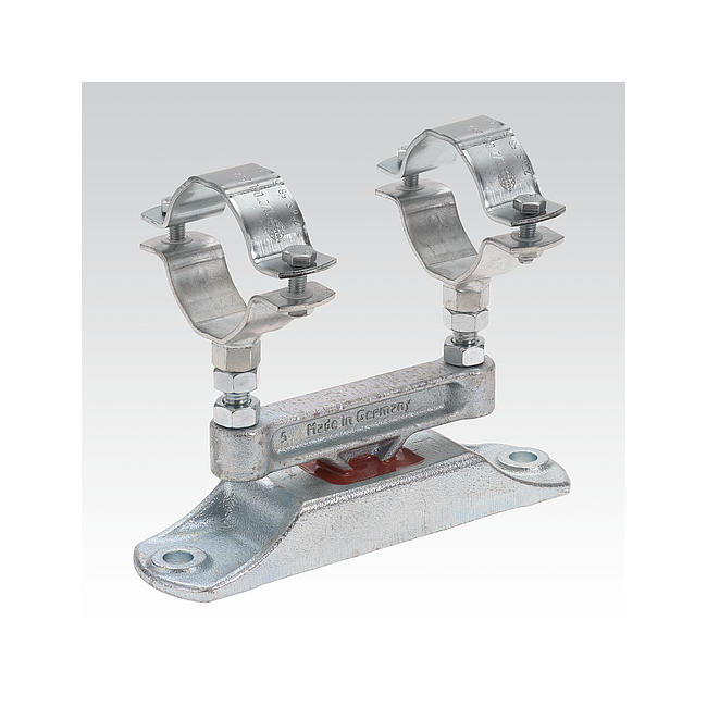 Неподвижная, одинарная опора для трубопроводов PHONOLYT® , оцинкованная, Для трубы диаметром, мм: 25-28, Виброгашение, dB: 27 