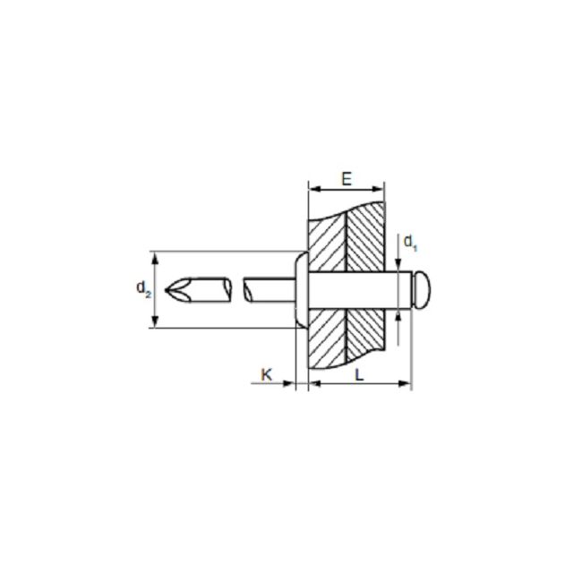 Заклепка вытяжная Ал/Ал 4,0х20 станд. бортик Bralo, Диаметр гильзы, d1 мм: 4, Длина гильзы, L  мм: 20 ,фото 2