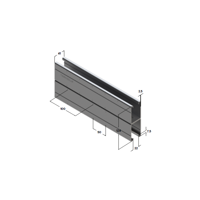 Профиль монтажный сдвоенный TSC 41х124Dx2,5-6000 Zn600 Termoclip, Длина профиля, м: 6, Материал профиля: Горячее цинкование Zn600 