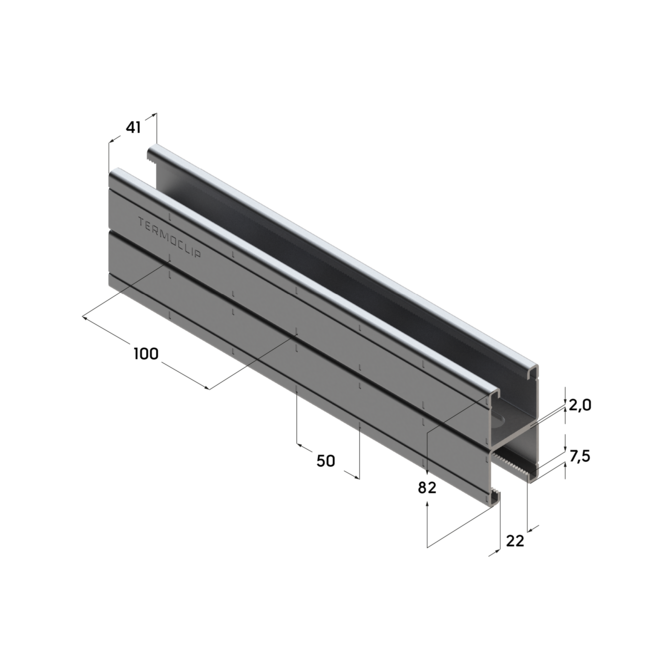 Профиль монтажный сдвоенный TSC 41х82x2,0 Termoclip Россия, Длина профиля, м: 3, Материал профиля: Оцинкованный Zn140 ,фото 4
