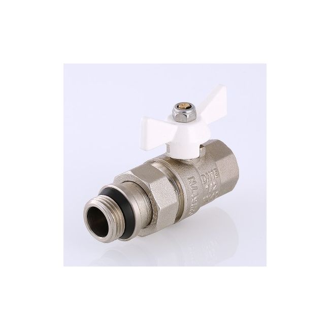 Кран шар. BASE с полусгоном 1/2" вн.-нар. с доп. упл. (белая рукоятка) Valtec VT.227.NRW.04 ,фото 3