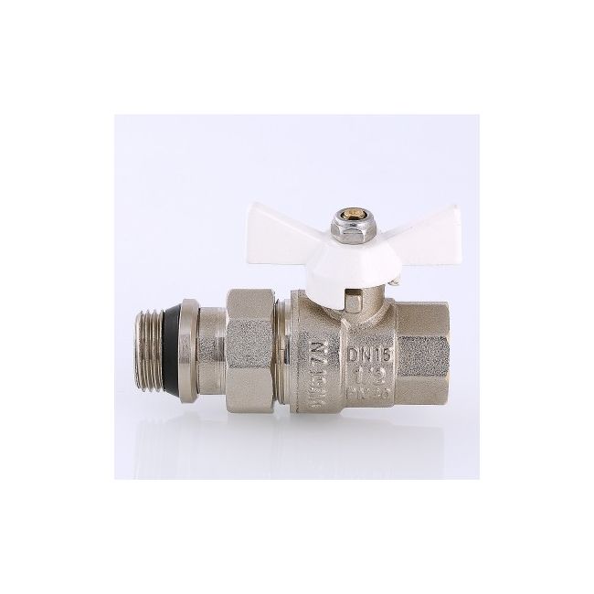 Кран шар. BASE с полусгоном 1/2" вн.-нар. с доп. упл. (белая рукоятка) Valtec VT.227.NRW.04 ,фото 2