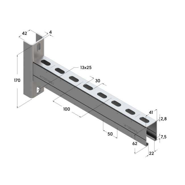 Консоль седельная TCA U 41x62x2,5-1000 Hdg Termoclip, Длина консоли, мм: 1000, Материал профиля: Горячее цинкование 