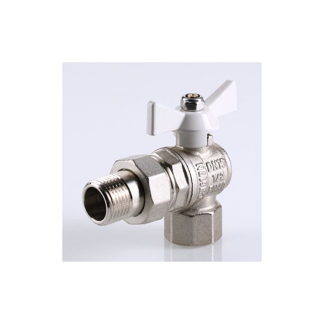 Кран шар. BASE угловой с полусгоном 1/2" вн.-нар. белая рукоятка Valtec VT.228.NW.04, Размер крана: 1/2" ,фото 3