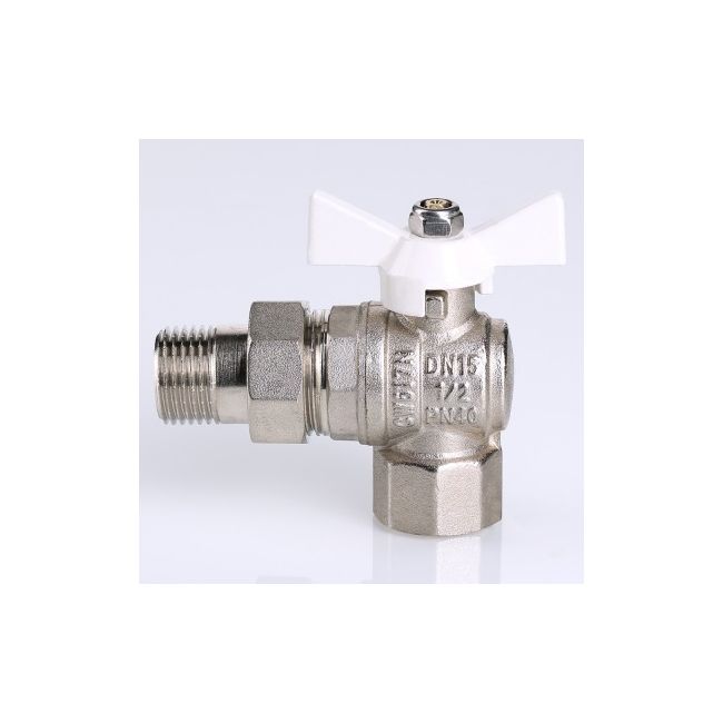 Кран шар. BASE угловой с полусгоном 1/2" вн.-нар. белая рукоятка Valtec VT.228.NW.04, Размер крана: 1/2" ,фото 2