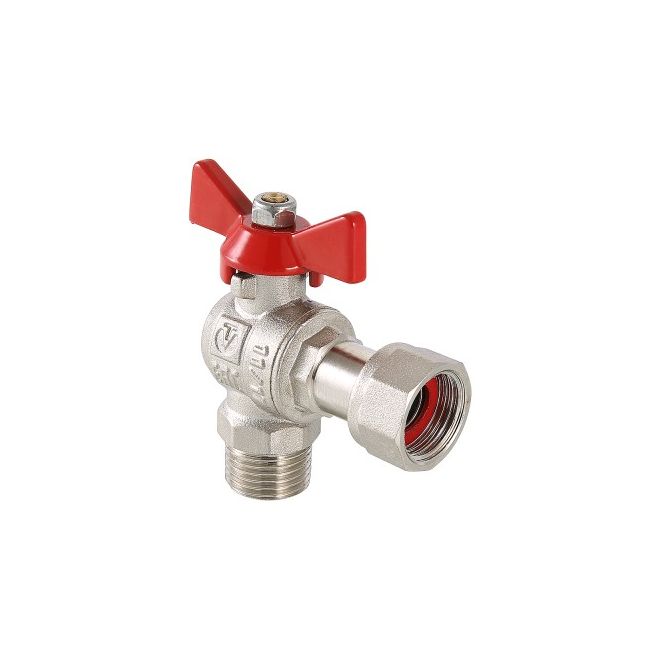 Кран шар. BASE угловой с накидной гайкой 1/2"х3/4" нар.-вн. Valtec VT.267.N.0405, Размер крана: 1/2"х3/4" 