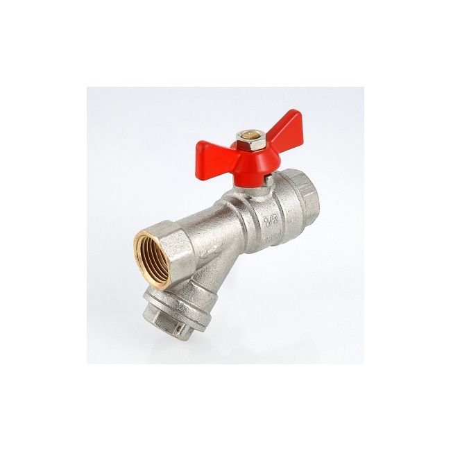 Кран шар. со встроенным фильтром, рукоятка бабочка 1/2" вн.-вн. Valtec VT.293.N.04 ,фото 3