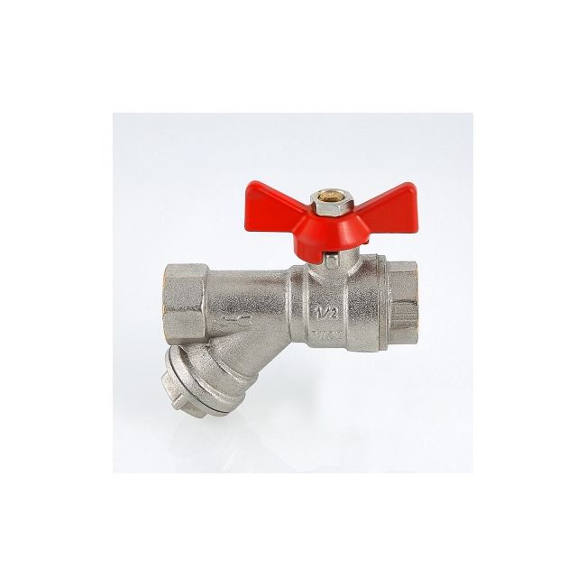 Кран шар. со встроенным фильтром, рукоятка бабочка 1/2" вн.-вн. Valtec VT.293.N.04 ,фото 2
