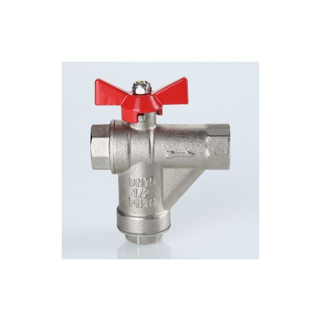 Кран шар. со встроенным прямым фильтром, рукоятка бабочка 1/2" вн.-вн. Valtec VT.294.N.04, Размер крана: 1/2" ,фото 3