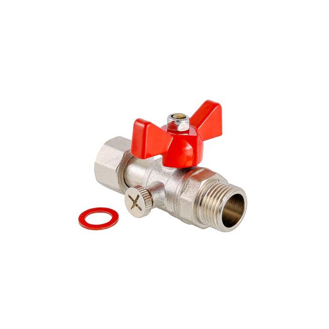 Кран шаровой для подключения манометра, 1/2"нар -1/4"вн. Valtec VT.806.N.0402, Размер крана: 1/2"х1/4" 