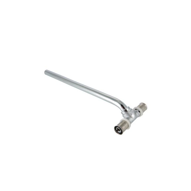 Тройник радиаторный пресс с латунной хром. трубкой 15 мм, 20х15х20 (300 мм. короткий) Valtec VTm.282.N.201520, Исполнение: 300 мм короткий 