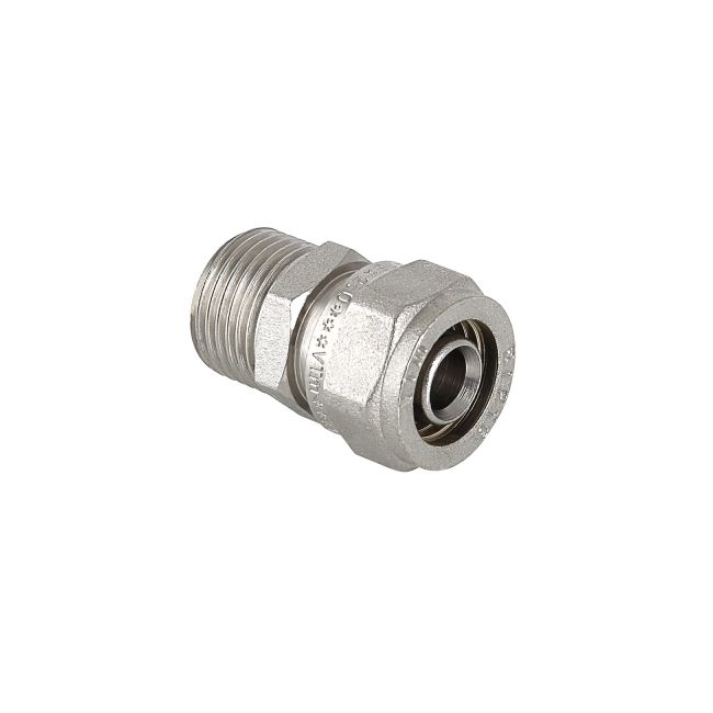 Соединитель обжимной с переходом на нар. р. 16х3/4" Valtec VTm.301.N.001605, Размер изделия: 16 мм х 3/4 