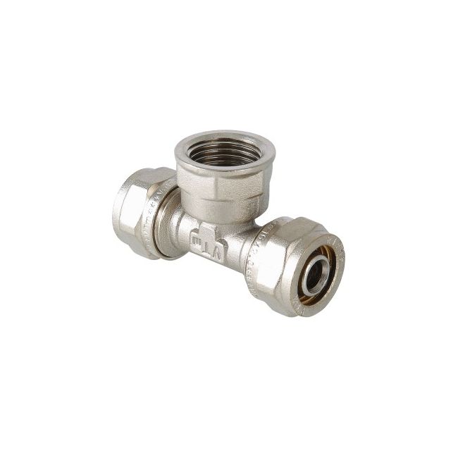 Тройник обжимной с переходом на вн. р. 26х3/4" Valtec VTm.332.N.260526, Размер изделия: 26 мм х 3/4 