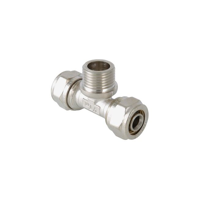 Тройник обжимной с переходом на нар. р. 20х1/2" Valtec VTm.333.N.200420, Размер изделия: 20 мм х 1/2 