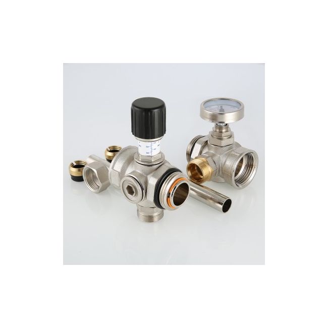 Байпас проходной, с перепускным клапаном, 200 мм, с термометрами Valtec VT.0667T.0.0 ,фото 5