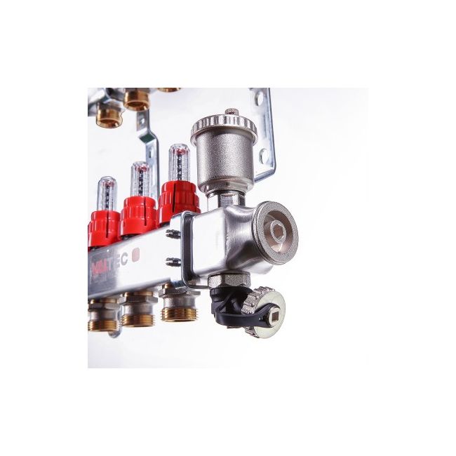 Коллекторный блок из НЕРЖ. стали с регул. клап. и расх., 1"х2 вых. Евроконус 3/4" Valtec VTc.586.EMNX.0602, Размер изделия: 1, 2 x 3/4, евроконус ,фото 2