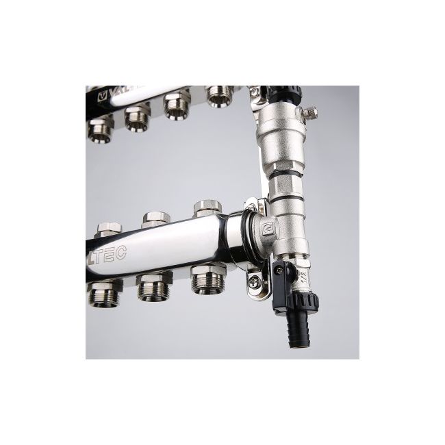 Коллекторный блок из НЕРЖ. стали с регул. и баланс. клап., 1"х3 вых. Евроконус 3/4" Valtec VTc.588.EMNX.0603, Размер изделия: 1, 3 x 3/4, евроконус ,фото 2