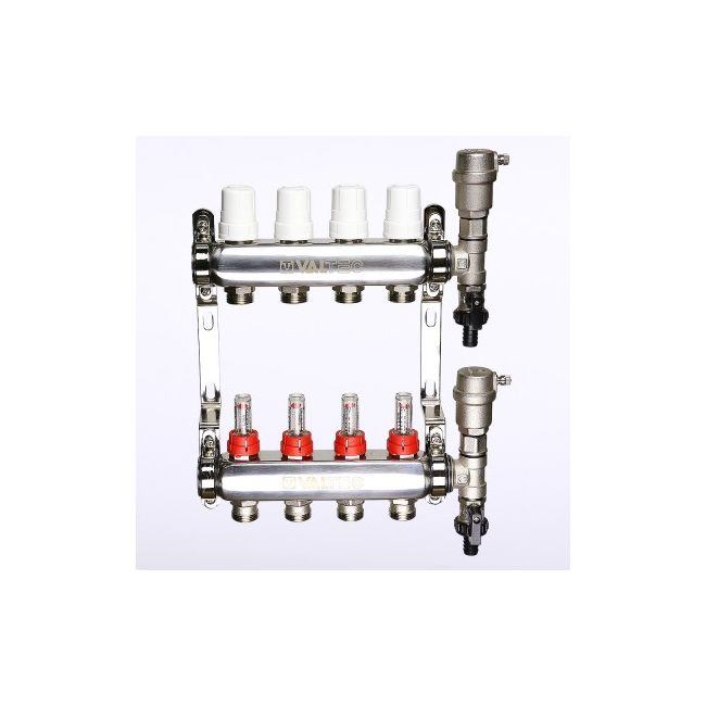 Коллекторный блок из НЕРЖ. стали с регул. клап. и расх., 1"х6 вых. Евроконус 3/4" Valtec VTc.589.EMNX.0606, Размер изделия: 1, 6 x 3/4, «евроконус» ,фото 8