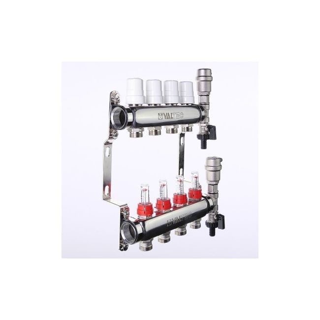 Коллекторный блок из НЕРЖ. стали с регул. клап. и расх., 1"х6 вых. Евроконус 3/4" Valtec VTc.589.EMNX.0606, Размер изделия: 1, 6 x 3/4, «евроконус» ,фото 7