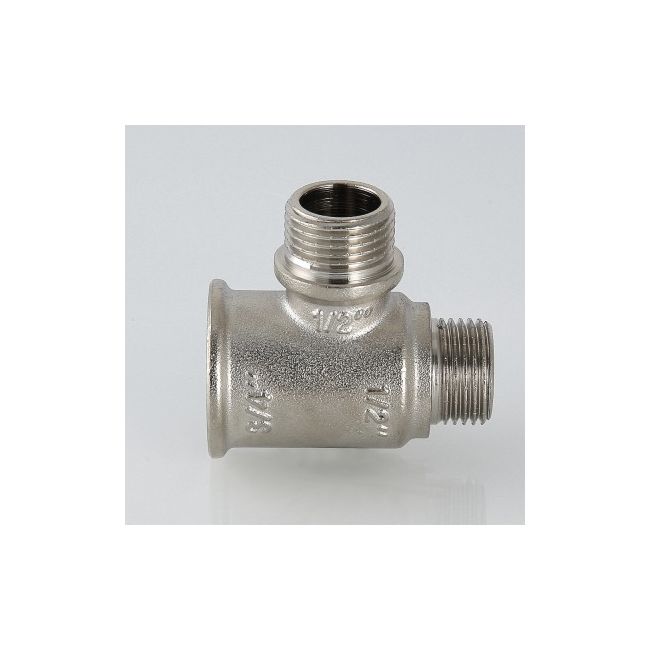 Тройник с двумя переходами на нар. р. 3/4"х1/2"х1/2"" вн.-нар.-нар. Valtec VTr.133.RN.050404, Диаметр подключения, дюйм: 3/4х1/2х1/2 ,фото 2