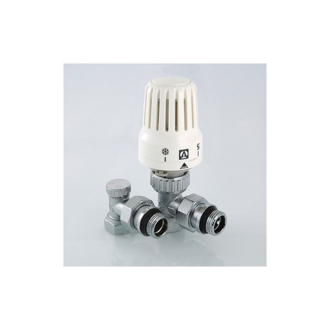 Комплект терморег-го оборуд-я д/рад., угловой 1/2" (термост-ая головка, термостат-й клапан, запорный Valtec VT.045.N.04 ,фото 2