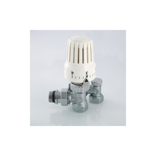 Комплект терморег-го оборуд-я д/рад., угловой 1/2" (термост-ая головка, термостат-й клапан, запорный Valtec VT.045.N.04 ,фото 3